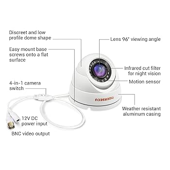 Amazon.com: TIGERSECU 1080P Metal Wide Angle Dome Security
